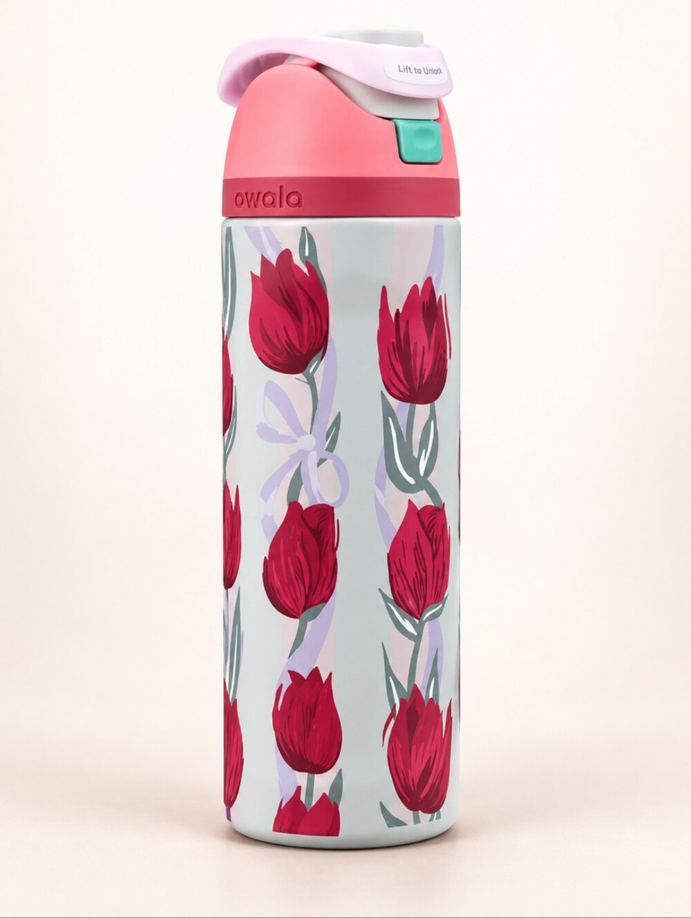 Pink Tulip Insulated Water Bottle - Floral Stainless Steel